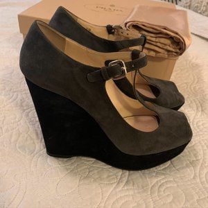Prada Camoscio Bicolo Wedge